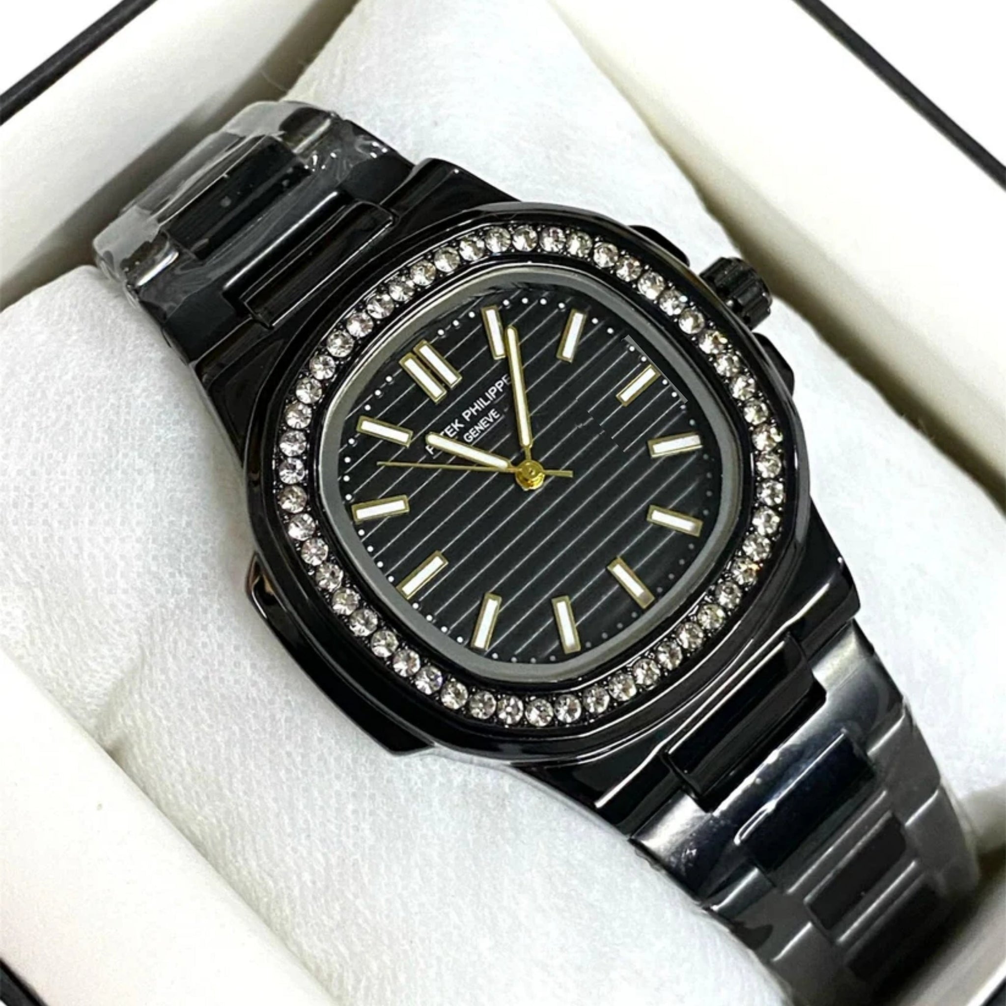 Patek Luxury Black Diamond Watch noblistic 