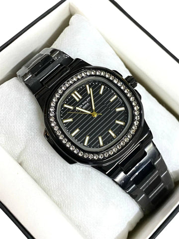 Patek Luxury Black Diamond Watch noblistic 