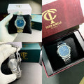 Patek Luxury Diamond Silver & Royal Blue Watch noblistic 
